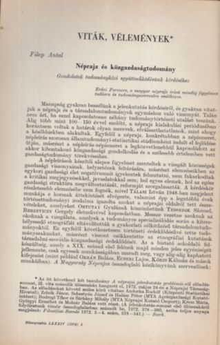 Filep Antal - Nprajz s kzgazdasgtudomny ( Vitk , vlemnyek ) - Klnlenyomat