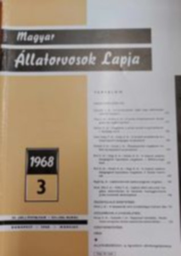 Magyar llatorvosok Lapja - 1968 3., 23. vfolyam 113-164 oldal
