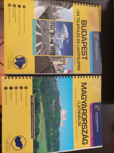 2db Cartogprahia kiadv�ny: Budapest + 34 telep�l�s �s lak�telepek; Magyarorsz�g + l�tnival�k