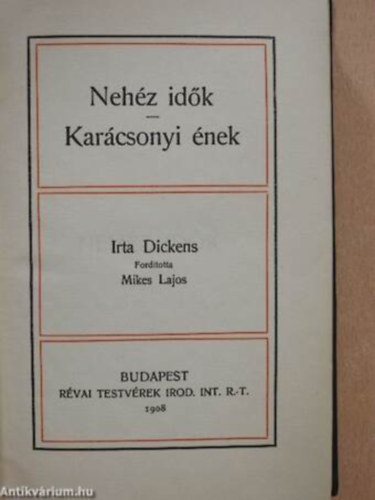 Dickens - Nehz idk - Karcsonyi nek   (Klasszikus regnytr)