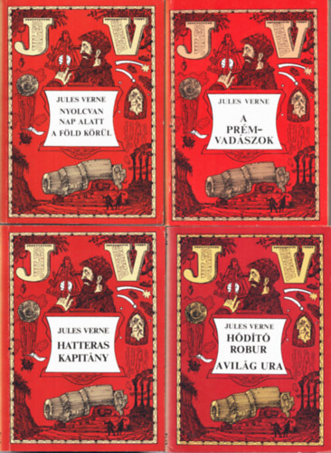 Jules Verne - 4 db Jules Verne: Nyolcvan nap alatt a föld körül+ A prémvadászok+ Hódító robur a világ ura+ Hatteras kapitány