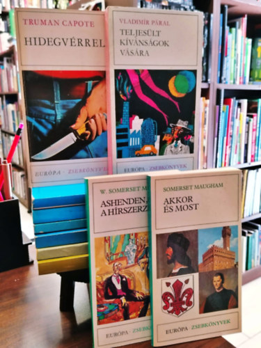 Truman Capote, Vladimir P�ral, Sillitoe Allan, Vercors, Piers Paul Read, William Golding, Ryszard Kapuscinski William Somerset Maugham - K�NYVMENT� AJ�NLAT, 10 db. "Eur�pa Zsebk�nyvek" Ashenden, a h�rszerz�, Akkor �s most, Hidegv�rrel, Teljes�lt k�v�ns�gok v�s�ra, A rongyszed� l�ny, K�s�rt�sek �-t�l cettig, V�zbar�zd�k, �letben maradtak, A legyek ura, A cs�s