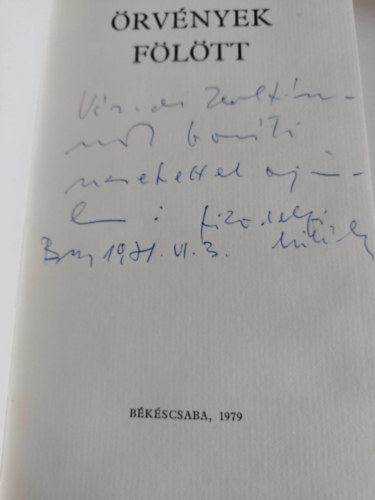 Filadelfi Mih�ly - �rv�nyek f�l�tt verses k�tet - al��rt