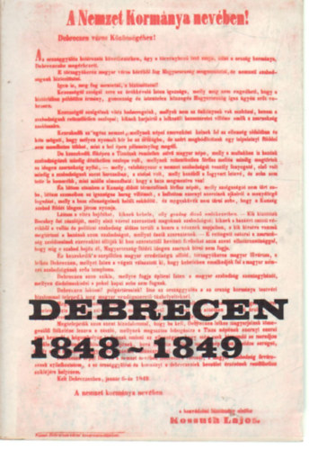 Debrecen 1848-1849 (Esemnyek, dokumentumok, bibliogrfia)