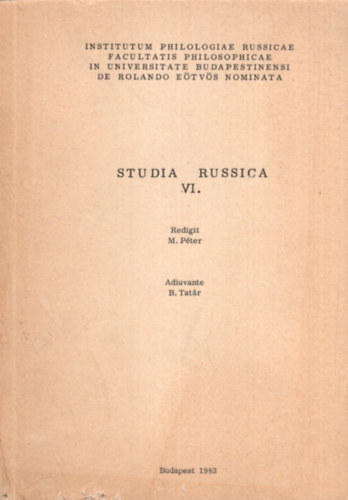 Studia Russica VI. ( orosz-magyar nyelv�szeti k�nyv )