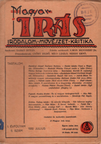 Dark Istvn - Magyar rs 1932 I. vf. 5. szm