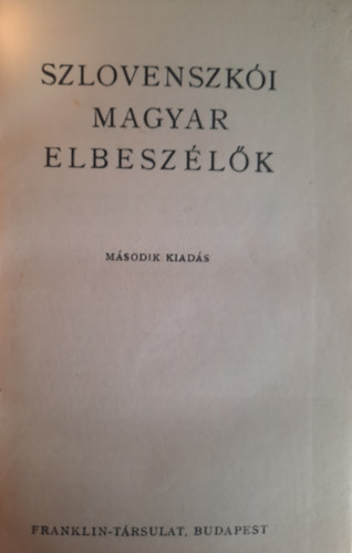Szlovenszki magyar elbeszlk