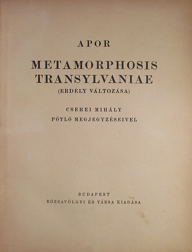 Apor - Metamorphosis Transylvaniae (Erd�ly v�ltoz�sa)