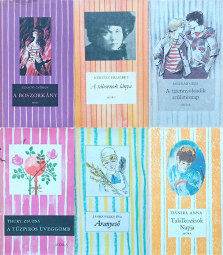 Sz�nt� Gy�rgy, Moln�r G�za, D�niel Anna, Kert�sz Erzs�bet, Janikovszky �va Thury Zsuzsa - 6 db reg�ny a Cs�kos k�nyvek sorozatb�l: Aranyes� + A t�bornok l�nya + Tal�lkoz�sok napja + A tizennyolcadik sz�let�snap + A boszork�ny + A t�zpiros �vegg�mb