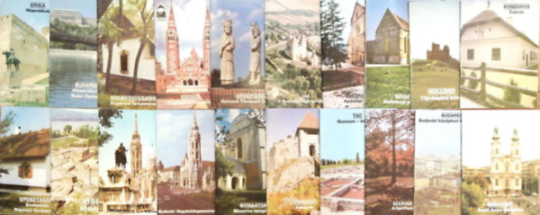20 db Tájak Korok Múzeumok Kiskönyvtára sorozatból: Gyula, Ópusztaszer, Budapest I-II., Visegrád, Hódmezővásárhely, Szeged, Budavári Nagyboldogasszony-templom ,Ópusztaszer, Nyírbátor, Ják, Visegrád, Bélapátfalva, Tác, Szeged,Szarv
