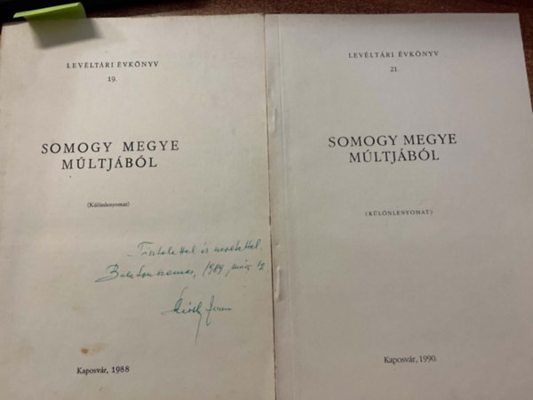 Somogy megye múltjából (Levéltári évkönyv 19.,21..) - különlenyomat