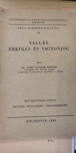 Dr. Try Sndor Kornl - Valls, erklcs s vagyonjog