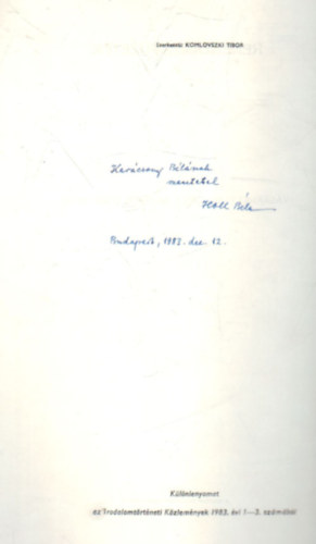 Holl B�la - V�s�rhelyi Gergely p�ly�ja ( 1560-1623 ) - K�l�nlenyomat - Dedik�lt ( Renesz�nsz- F�zetek 65 )