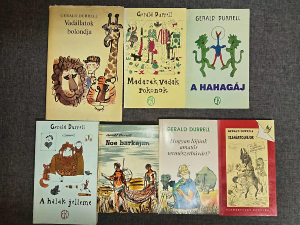 Gerald Durrell - (7db) Gerald Durrell knyvcsomag: Vadllatok bolondja / Madarak, vadak, rokonok / A hahagj / A halak jelleme / No brkjn / Hogyan ljnk amatr termszetbvrt / Szamrtolvajok