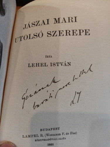 Lehel Istvn - Jszai Mari utols szerepe