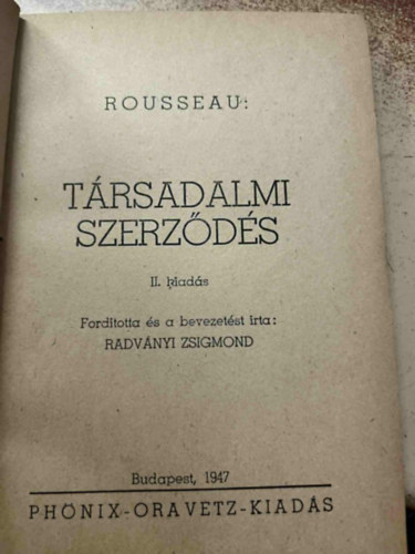 Rousseau - Trsadalmi szerzds