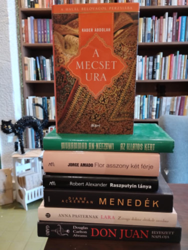 Muhammad An-Nefzawi, Jorge Amado, Robert Alexander, Diane Ackerman, Anna Pasternak Kader Abdolah - Világirodalmi könyvcsomag 7 darabos KÖNYVMENTŐ AJÁNLAT: A mecset ura, Az illatos kert, Flor asszony két férje, Raszputyin lánya, Menedék, Lara (Zsivago doktor eltitkolt szerelme),