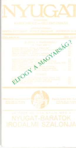 Budapest - Elfogy a magyarság? (A Nyugat ankétája 1933-1934)