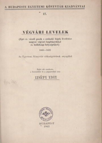 Izs�py Edit - V�gv�ri levelek 1600-1682