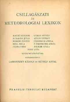 Lassovszky-Rthy  (szerk.) - Csillagszati s meteorolgiai lexikon