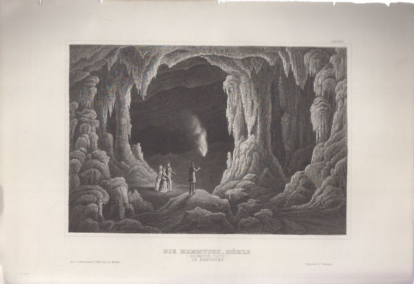 Die Mammuths-Hhle (Mammut-barlang, Kentucky, USA, szak-Amerika) (16x23,5 cm mret eredeti aclmetszet, 1856-bl)