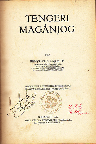 Dr. Benyovits Lajos - Tengeri magnjog