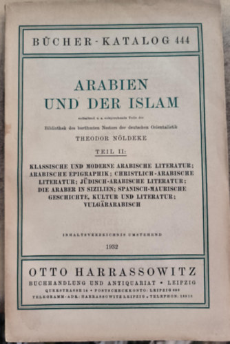 Theodore Nldeke - Arabien und der Islam Teil 2.("Arbia s az iszlm 2. ktet" nmet nyelven)