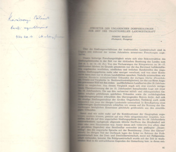Maksay Ferenc  (szerk.) - Struktur der ungarischen Dorfsiedlungen zur Zeit  des traditionellen Landwirtschaft