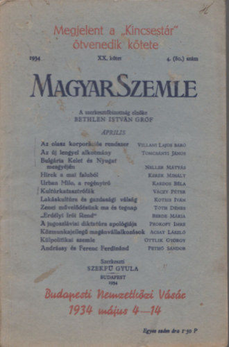 Magyar Szemle 1934. v XX. ktet 4.(80.) szm