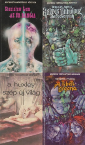 Stanislaw Lem, Aldous Huxley, Szepes Mária Douglas Adams - 4 db a Kozmosz fantasztikus könyvek sorozatból: Galaxis útikalauz stopposoknak + Az Úr hangja + Szép új világ + A tibeti orgona