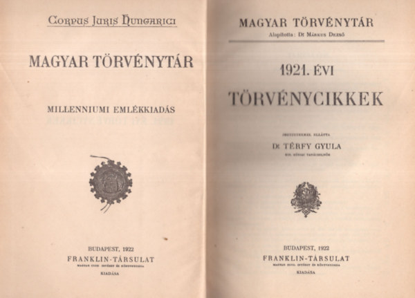 Dr. Degr-Dr. Vrady-Brenner - 1936. vi trvnycikkek (magyar trvnytr)