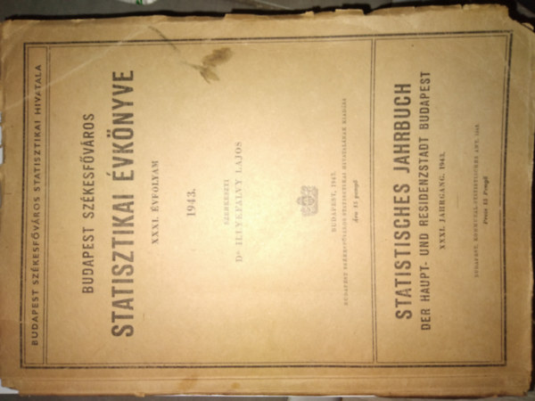 Dr. Illyefalvi I. Lajos (szerk.) - Budapest székesfőváros statisztikai évkönyve 1943.