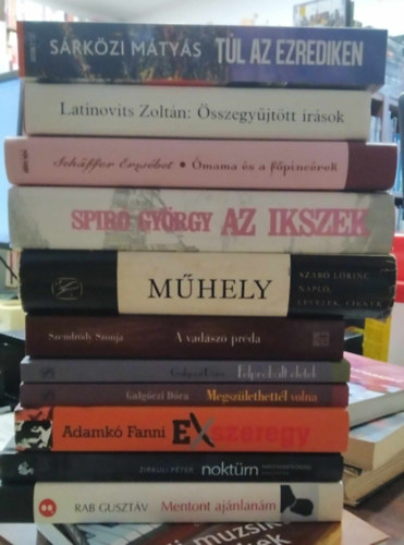 Latinovits Zoltán, Schäffer Erzsébet, Spiró György, Szabó Lőrinc, Galgóczi Dóra, Adamkó Fanni, Rab Gusztáv, Zirkuli Péter Sárközi Mátyás - 11 db-os KÖNYVMENTŐ AJÁNLAT, szépirodalom: Túl az ezrediken+ Összegyűjtött írások+ Ómama és a főpincérek+ Az Ikszek+ Műhely+ A vadászó préda+ Felpróbált életek+ Megszülethettél volna+ Exszeregy+ Noktürn+ Mentont ajánlanám