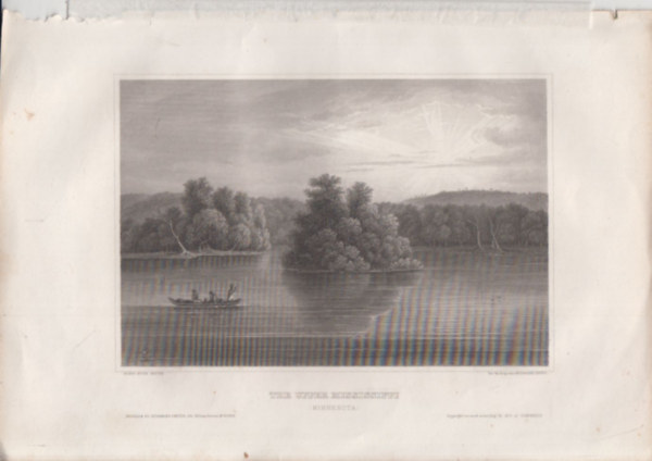 The Upper Mississippi (Mississippi foly, Minnesota, USA, szak-Amerika) (16x23,5 cm mret eredeti aclmetszet, 1856-bl)