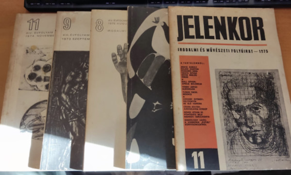 5 db irodalmi magazin, vegyesen, "�j �r�s" + "Jelenkor" (lapsz�mok a term�klapon, saj�t fot�)
