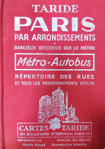 Guide Taride Paris par arrondissement