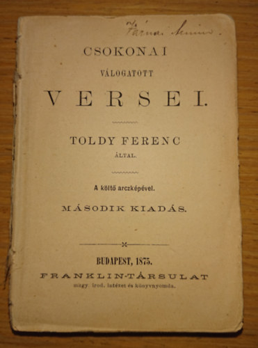 Toldy Ferencz ltal Csokonai Vitz Mihly - Csokonai vlogatott versei Toldy Ferenc ltal