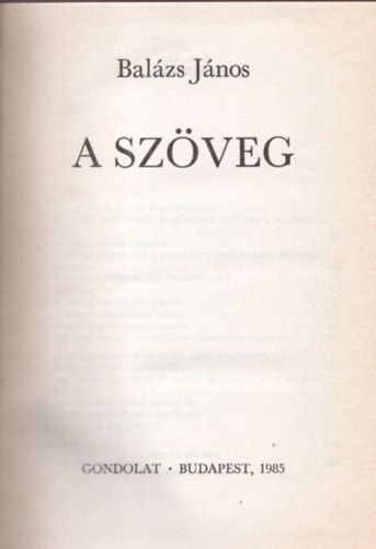 Balzs Jnos - A szveg