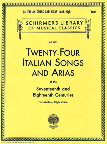 Schirmer's Library - Twenty-Four Italian Songs & Arias of the Seventeenth and Eighteenth Centuries