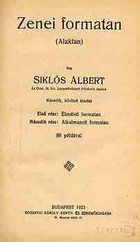 Sikl�s Albert - Zenei formatan
