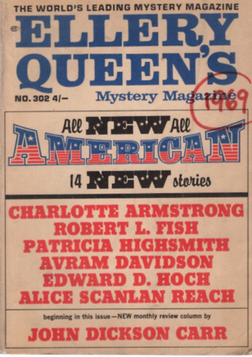 John Dickson Carr - Ellery Queen's 1969. No. 302 4/-