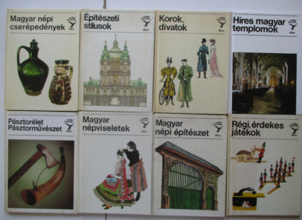 8 db kolibri könyvek ( Magyar népi cserépedények, Építészeti stílusok, Korok,divatok, Magyar épviseletek, Magyar népi építészet, stb..)