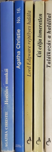 Agatha Christie - 5 db. Agatha Christie krimi (Találkozás a halállal + Úti célja ismeretlen + Lord Edgware rejtélyes halála + No.16. + Hercules munkái)