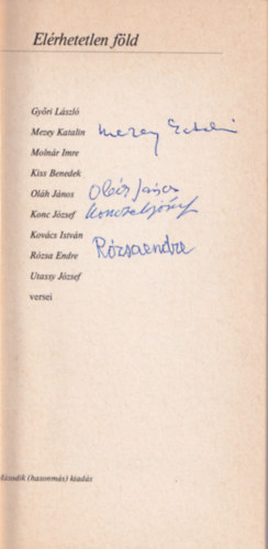 Angyal J�nos  (szerk.) - El�rhetetlen f�ld (Kilenc k�lt� versei)