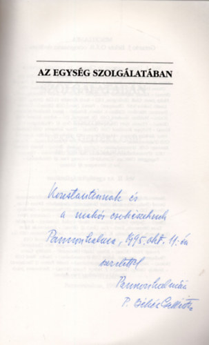 Somorjai dm OSB  (szerk.) - Az egysg szolglatban (Ksznt Bks Gellrt OSB 80. szletsnapjra) II. ktet