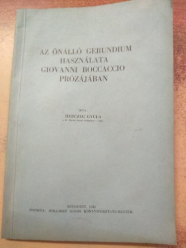 Herczeg Gyula - Az nll gerundium hasznlata Giovanni Boccaccio przjban - dediklt!