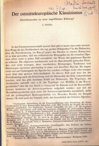 Fried István - Der ostmitteleuropäische Klassizismus (dedikált)