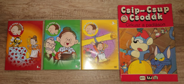 3 DVD + Csip-csup csod�k - Cirkusz a padl�son k�nyv:Csip-csup csod�k 1, Csip-csup csod�k 2., Csip-csup csod�k 3.