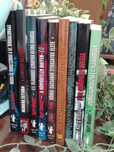 Nemere István, Potó István-Lévai Anita, Dr. Veresegyházi Béla Kurt Rieder - KÖNYVMENTŐ AJÁNLAT, 9 db. Történelem rajongóknak. Mágia és okkultizmus a III. Birodalomban, A Kennedy rejtély - Tettek, tények, találgatások, A II. világháború legnagyobb katonai kudarcai, A könyörtelen Waffen-SS, Római Caesarok tit