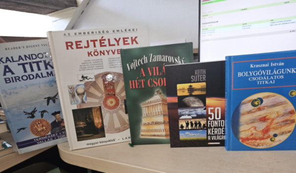 Keith Suter, Vojtech Zamarovsky Krasznai István - 5db ismeretterjesztő kötet, KÖNYVMENTŐ AJÁNLAT: Bolygóvilágunk csodálatos titkai+ 50 fontos kérdés a világról+ A világ hét csodája+ Rejtélyek könyve+ Kalandozások a titkok birodalmában